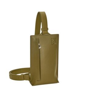 LOEWE VERTICAL T POCKET IN SOFT GRAINED LEATHER SKIN FOR MAN OLIVE
