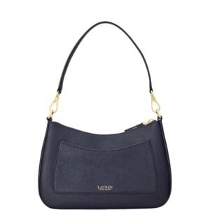 WOMEN’S RALPH LAUREN CROSSHATCH LEATHER MEDIUM DANNI SHOULDER BAG REFINED NAVY