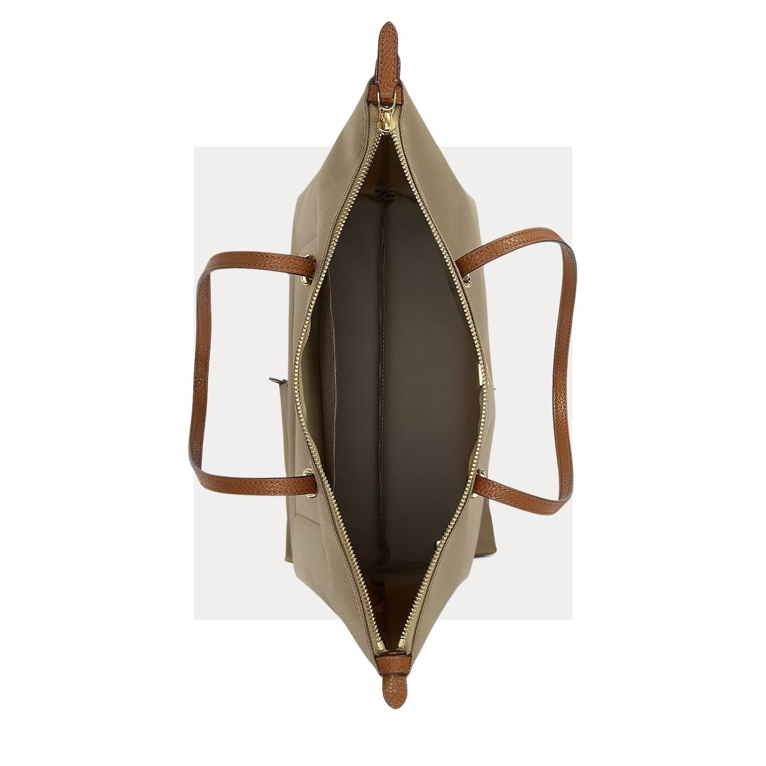 WOMENS RALPH LAUREN NYLON MEDIUM KEATON TOTE CLAY