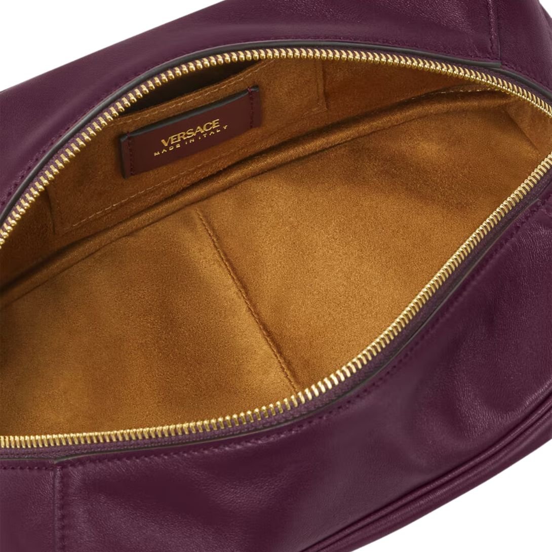 VERSACE TAG BOWLING SHOULDER BAG BURGUNDY