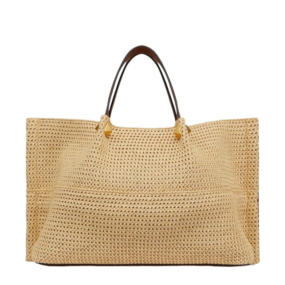 VALENTINO GARAVANI MEDIUM STRAW SUMMER TOTE WOMAN