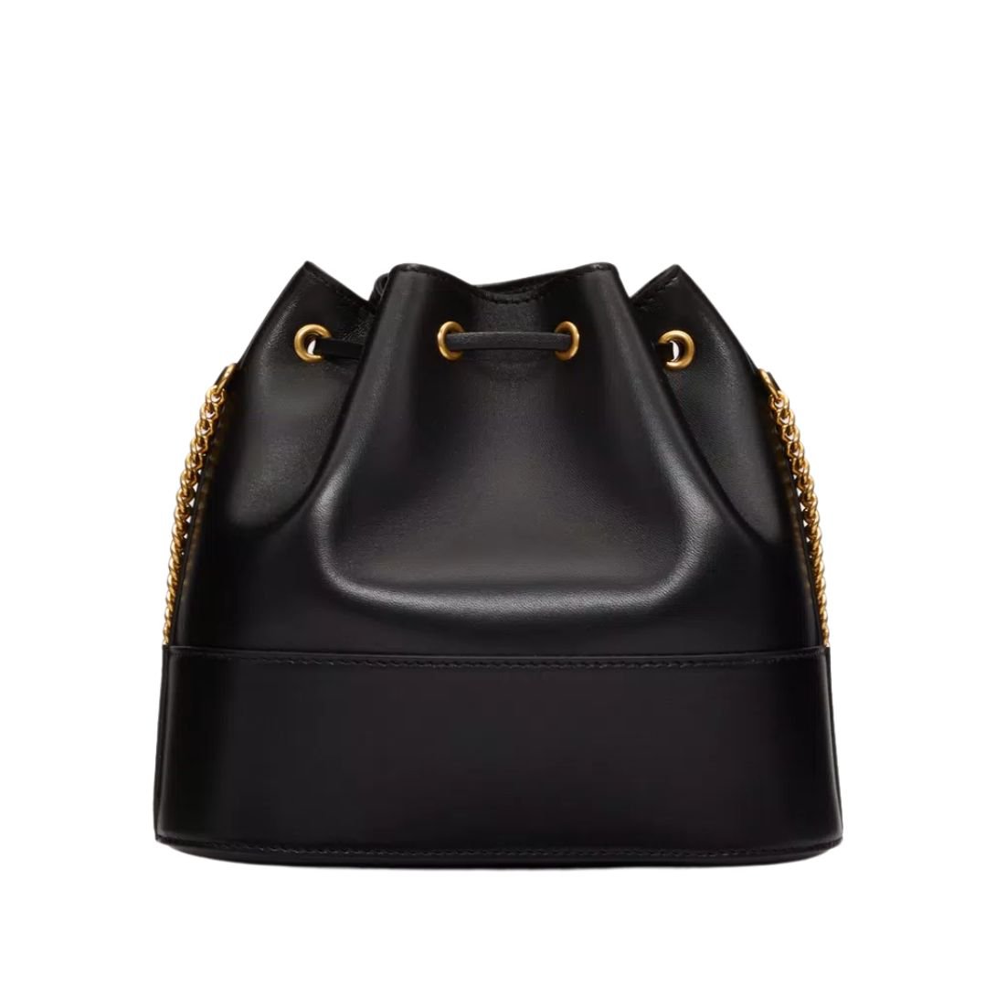 WOMAN VALENTINO GARAVANI VLOGO SIGNATURE LEATHER BUCKET BAG BLACK