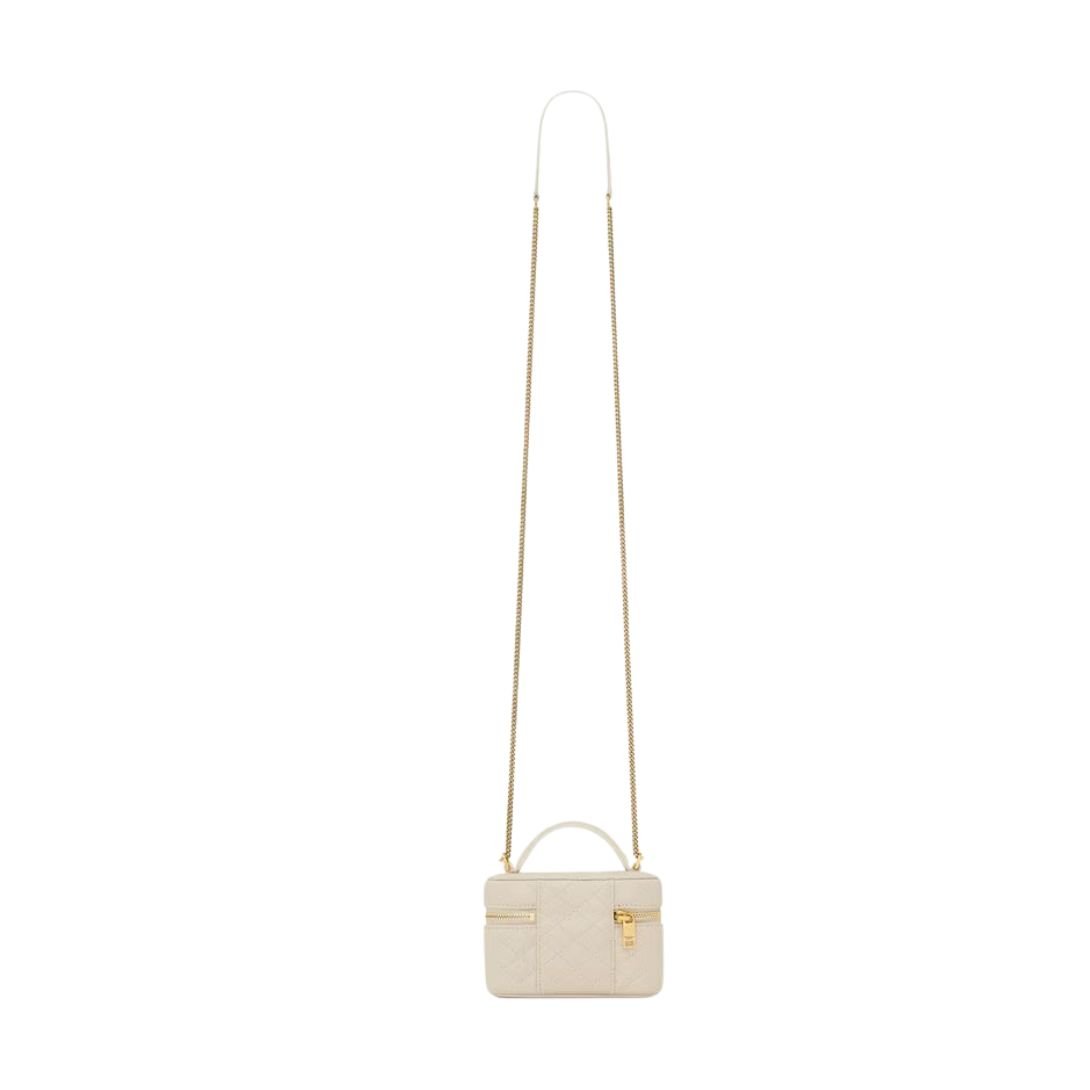 WOMEN SAINT LAURENT GABY MICRO VANITY BAG IN LAMBSKIN BLANC VINTAGE