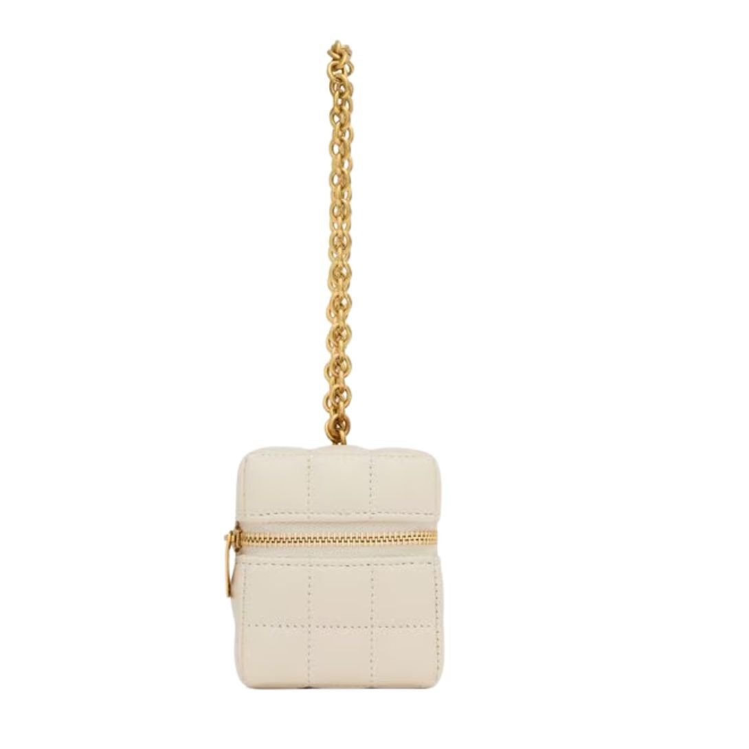 SAINT LAURENT WOMEN'S CASSANDRE MATELASSE CARRE MINI CUBE ON CHAIN CREMA SOFT