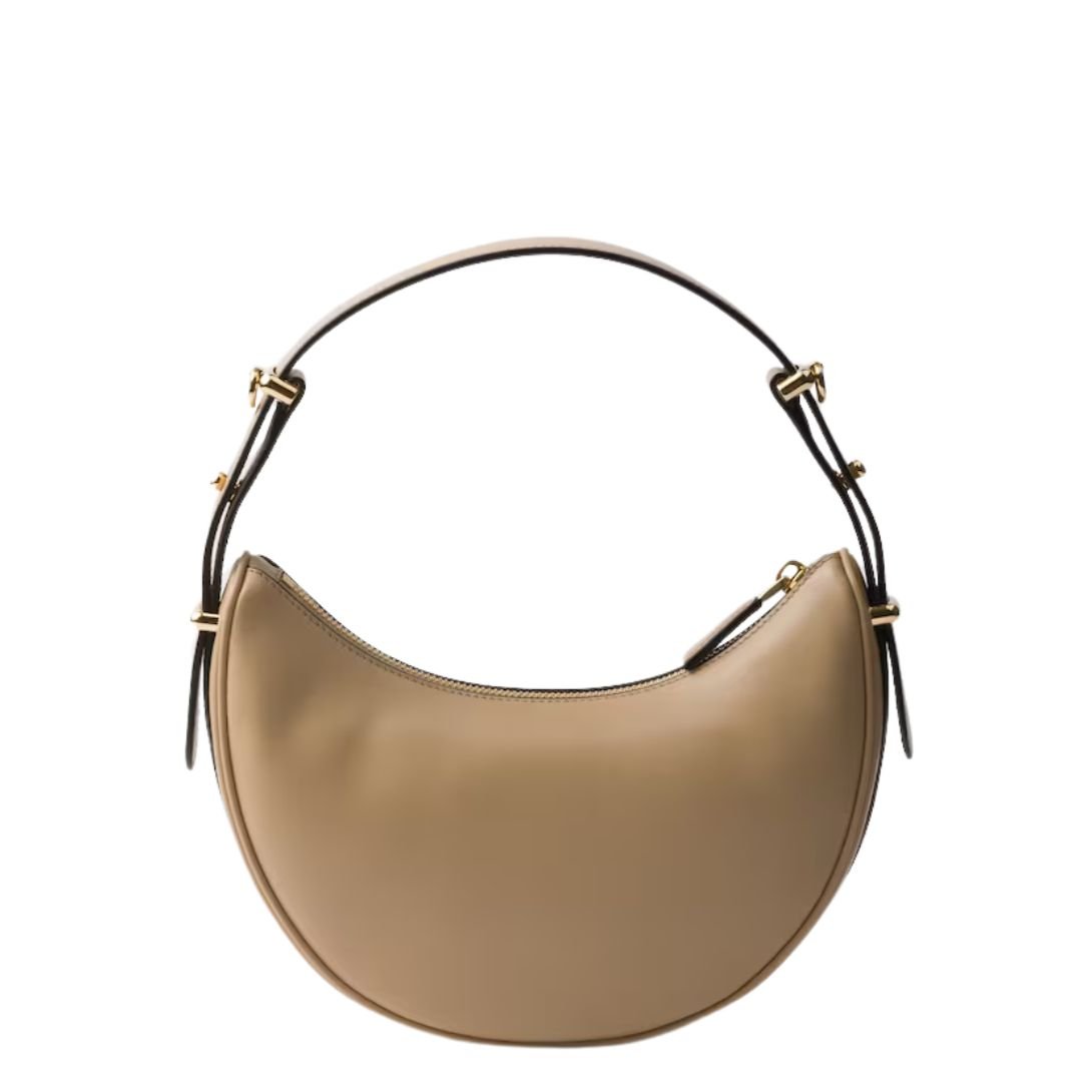 PRADA WOMEN'S ARQUÉ LEATHER SHOULDER BAG SAND