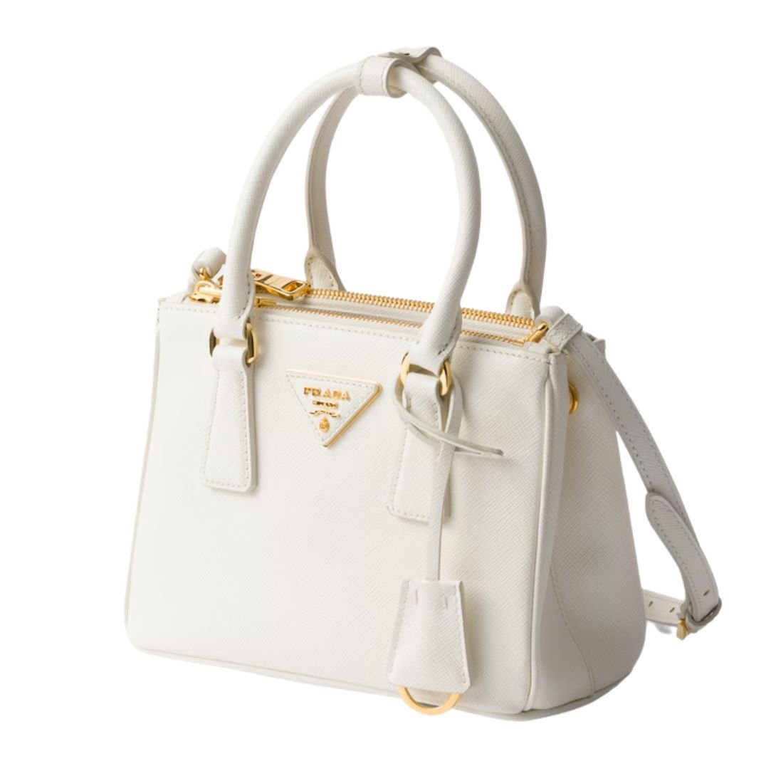 PRADA WOMEN'S GALLERIA MINI SAFFIANO LEATHER BAG WHITE