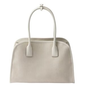 PRADA MEDIUM LINEN BLEND TOTE BAG FOR WOMEN TAN WHITE