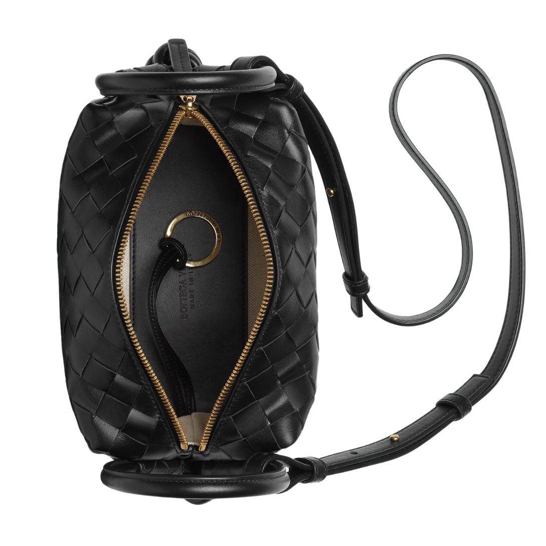 WOMAN BOTTEGA SMALL VENETA TOP HANDLE LOOP BLACK