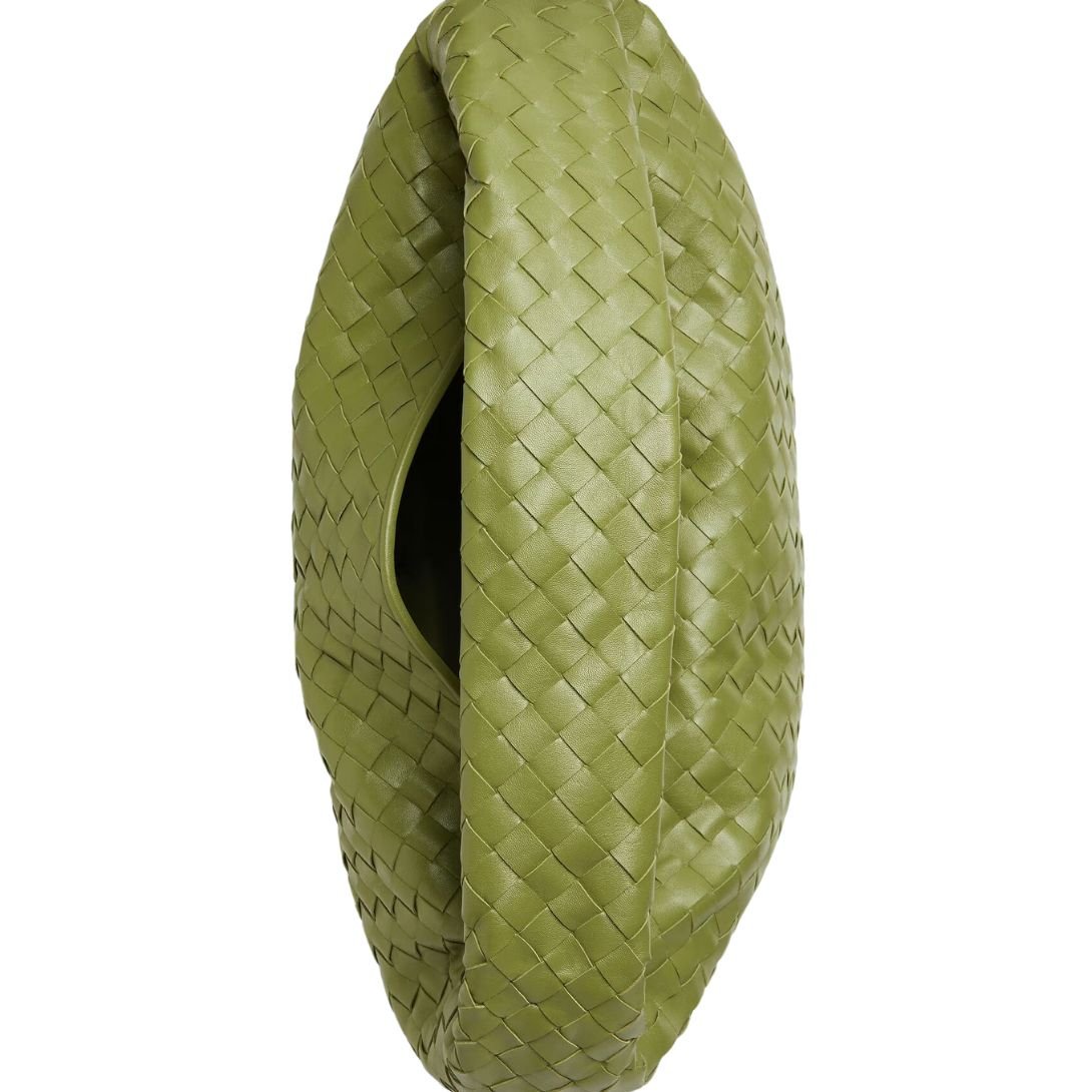 BOTTEGA VENETA WOMENS SUEDE LARGE HOP SHOULDER BAG MATCHA