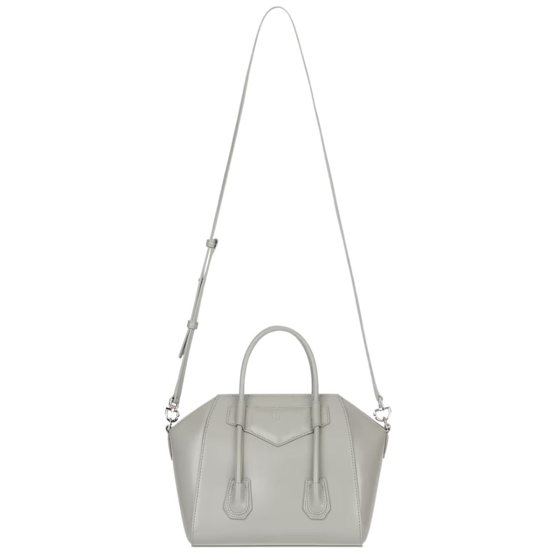 GIVENCHY WOMEN'S MINI ANTIGONA BAG IN BOX LEATHER LIGHT GREY