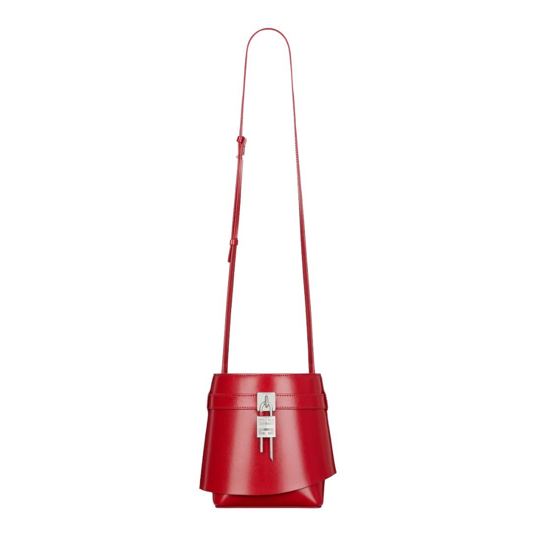 GIVENCHY WOMEN'S SHARK LOCK BUCKET BAG RED