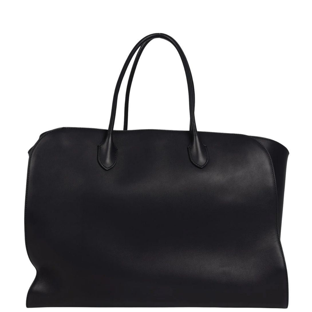 THE ROW MARLO TOTE BAG IN LEATHER BLACK