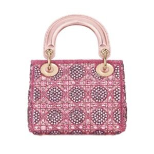 WOMEN DIOR MINI BAG METALLIC LAMBSKIN AND CELESTIAL ROSE