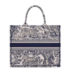 WOMEN DIOR LARGE BOOK TOTE ECRU AND TOILE DE JOUY EMBROIDERY