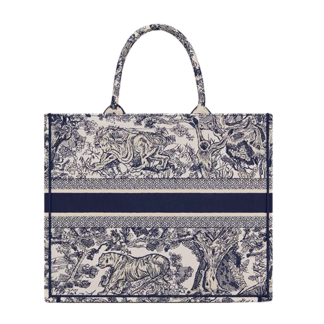 WOMEN DIOR LARGE BOOK TOTE ECRU AND TOILE DE JOUY EMBROIDERY