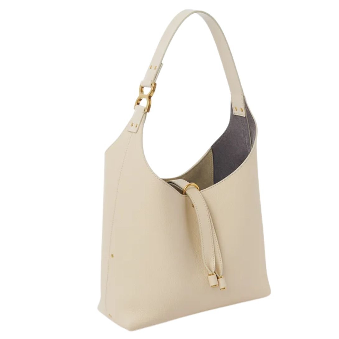 CHLOE MARCIE SMALL LEATHER WOMEN'S HOBO BAG MISTY IVORY