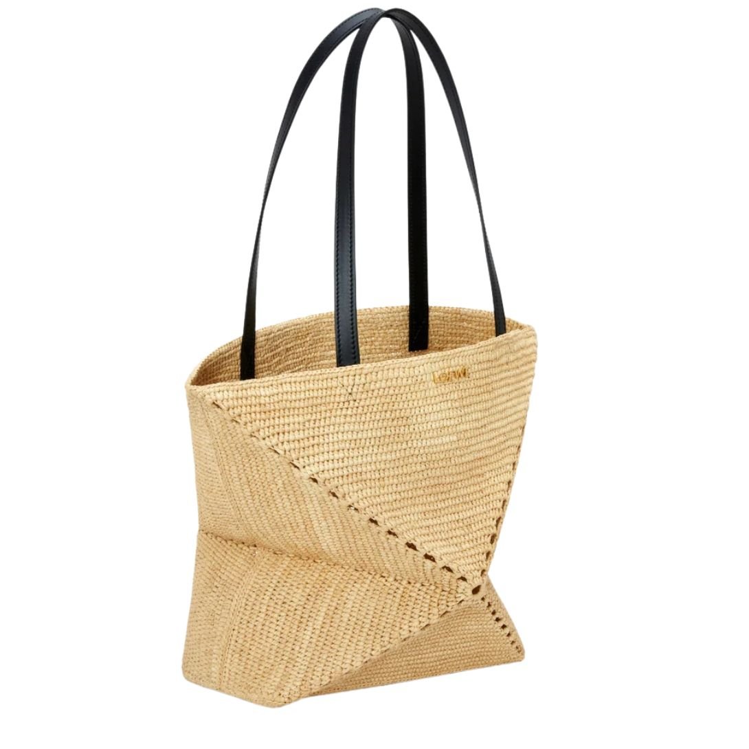WOMENS LOEWE MEDIUM PUZZLE FOLD TOTE IN RAFFIA