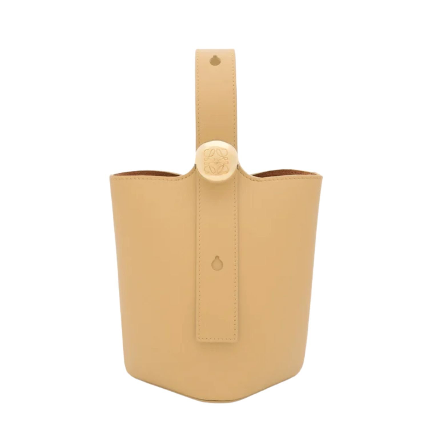 LOEWE PEBBLE MINI LEATHER TOTE DARK BUTTER