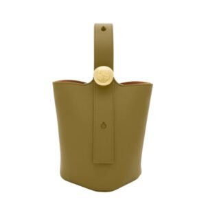 LOEWE PEBBLE MINI LEATHER TOTE OLIVE