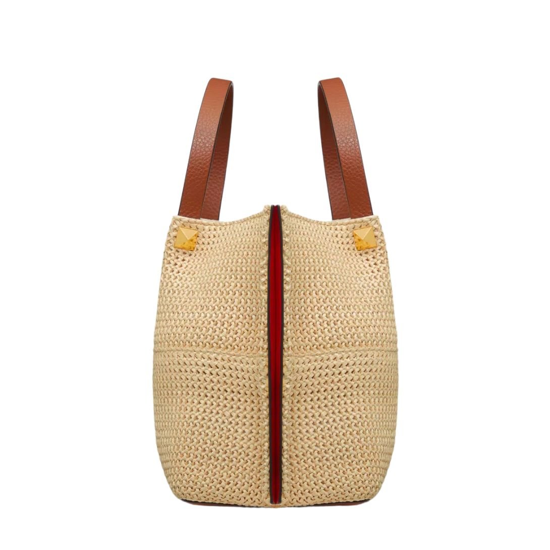 VALENTINO GARAVANI MEDIUM STRAW SUMMER TOTE WOMAN