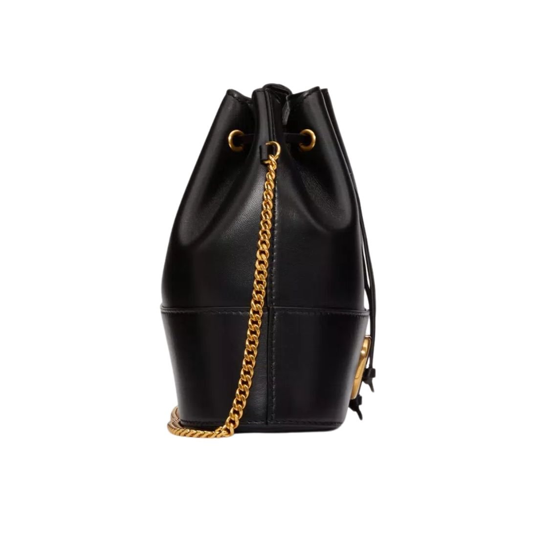 WOMAN VALENTINO GARAVANI VLOGO SIGNATURE LEATHER BUCKET BAG BLACK