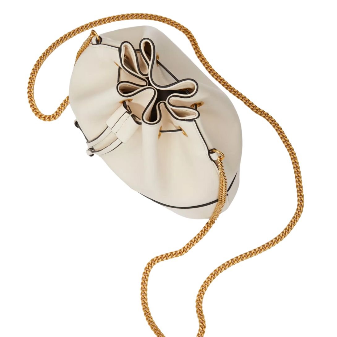 WOMAN VALENTINO GARAVANI VLOGO SIGNATURE LEATHER BUCKET BAG LIGHT IVORY