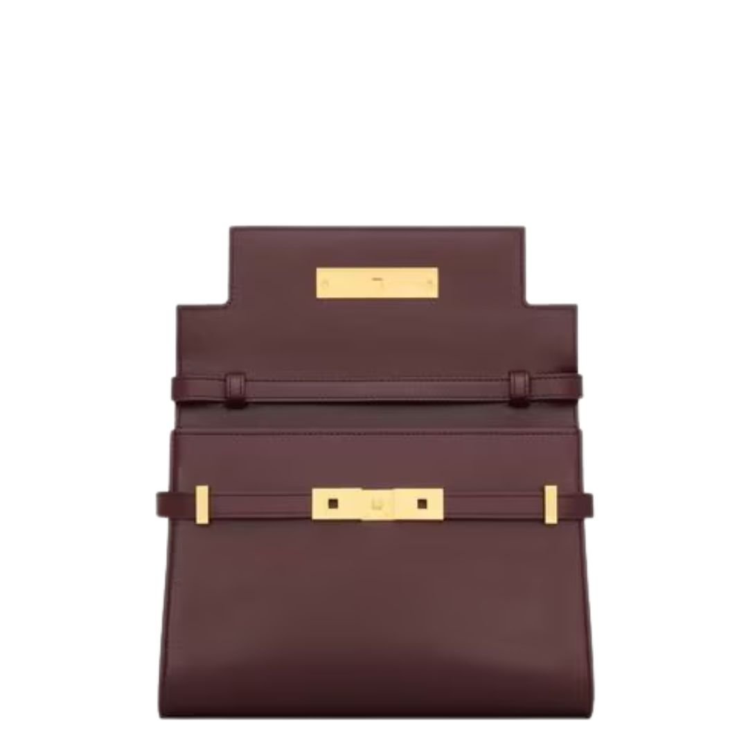 SAINT LAURENT WOMEN'S MANHATTAN SMALL SHOULDER BAG IN SMOOTH LEATHER ROUGE CABERNET