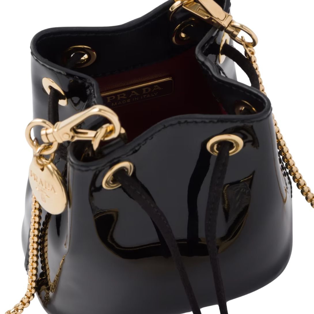 PRADA PATENT LEATHER MINI-POUCH WOMEN BLACK