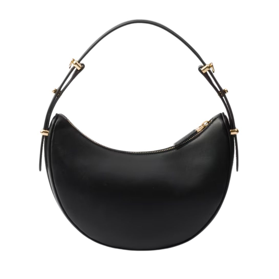 PRADA WOMEN'S ARQUÉ LEATHER SHOULDER BAG BLACK