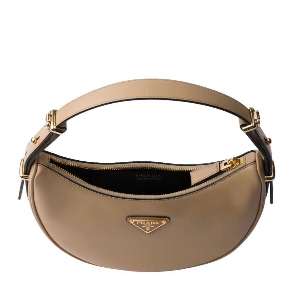 PRADA WOMEN'S ARQUÉ LEATHER SHOULDER BAG SAND