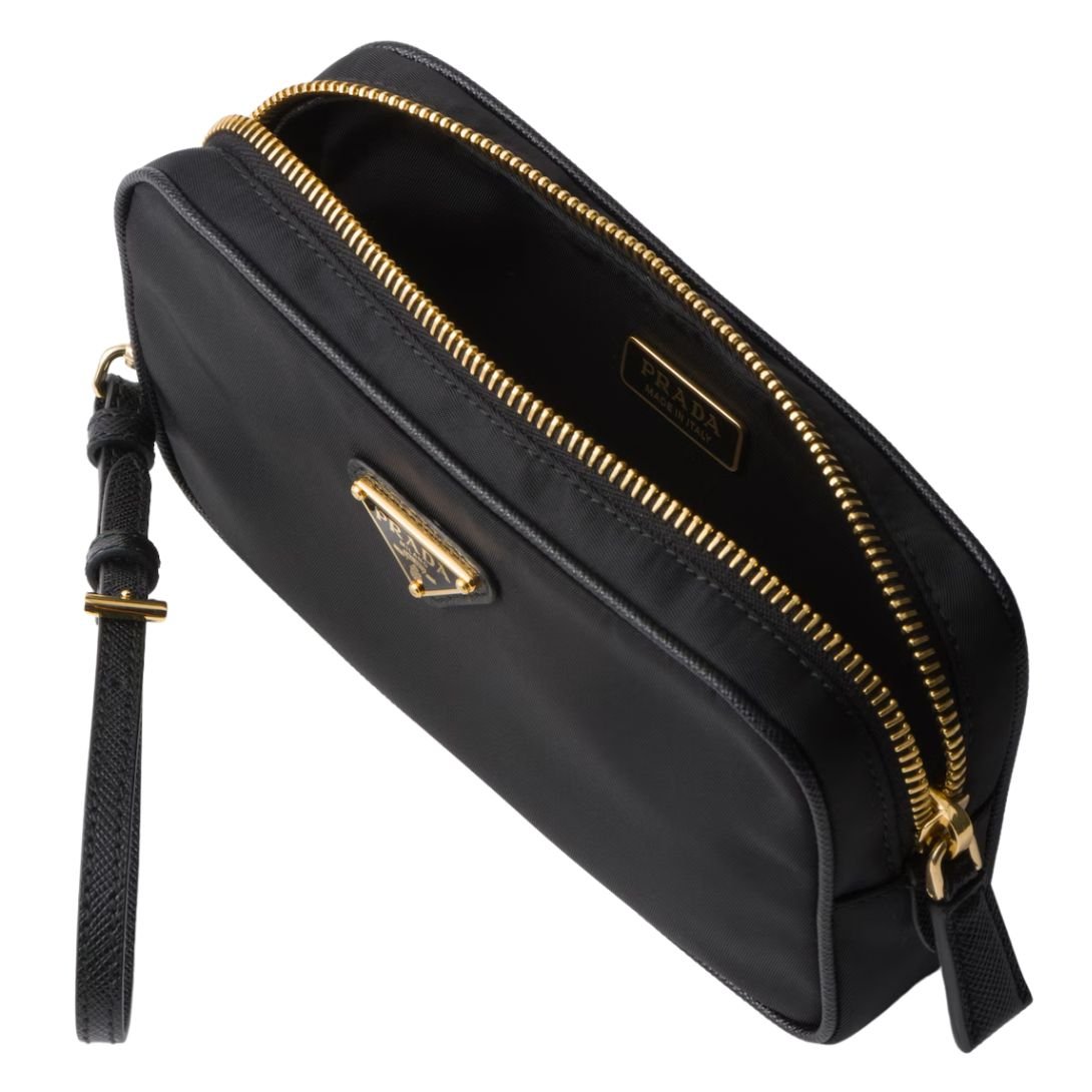 PRADA WOMENS RE-EDITION 1978 RE-NYLON AND SAFFIANO LEATHER POUCH