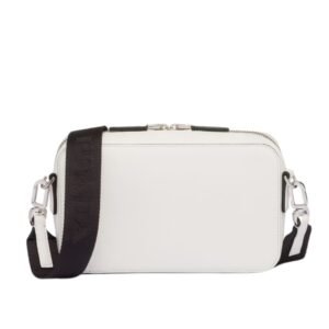 PRADA BRIQUE LEATHER SHOULDER BAG MEN WHITE