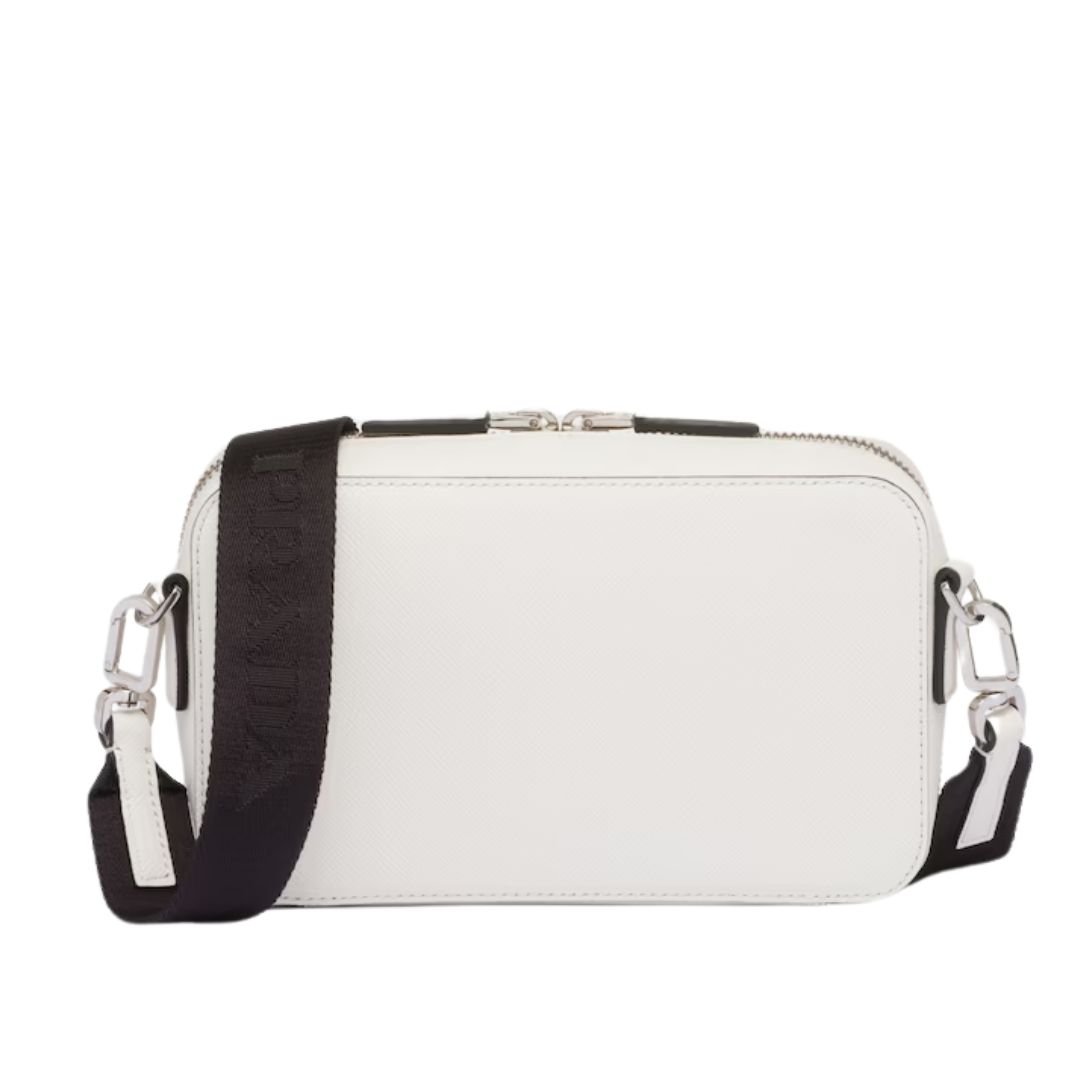 PRADA BRIQUE LEATHER SHOULDER BAG MEN WHITE
