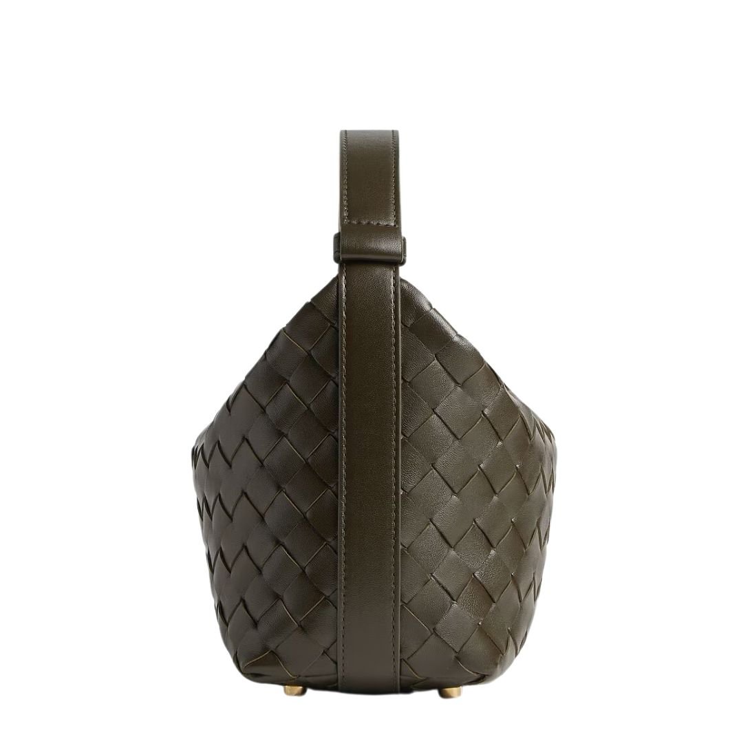 BOTTEGA VENETA WOMENS WALLACE INTRECCIATO KAKI