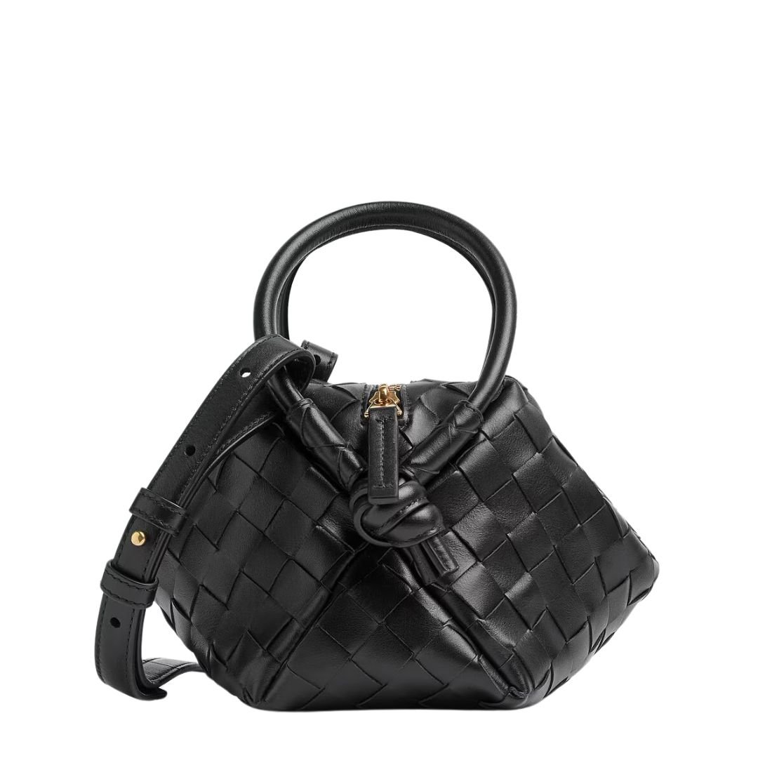 WOMAN BOTTEGA SMALL VENETA TOP HANDLE LOOP BLACK