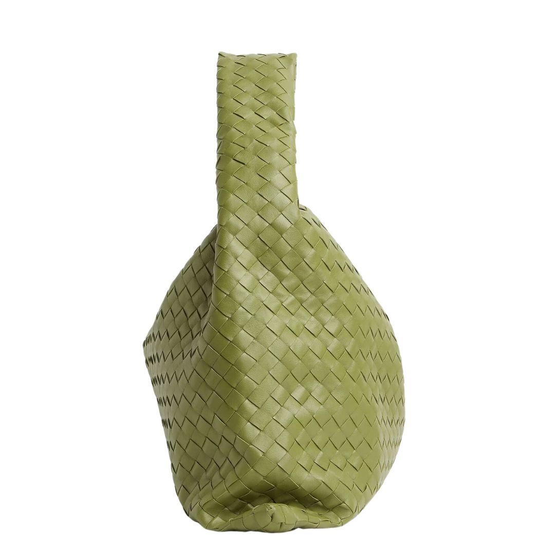 BOTTEGA VENETA WOMENS SUEDE LARGE HOP SHOULDER BAG MATCHA