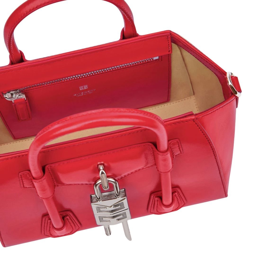 GIVENCHY WOMEN'S MINI ANTIGONA BAG IN BOX LEATHER RED