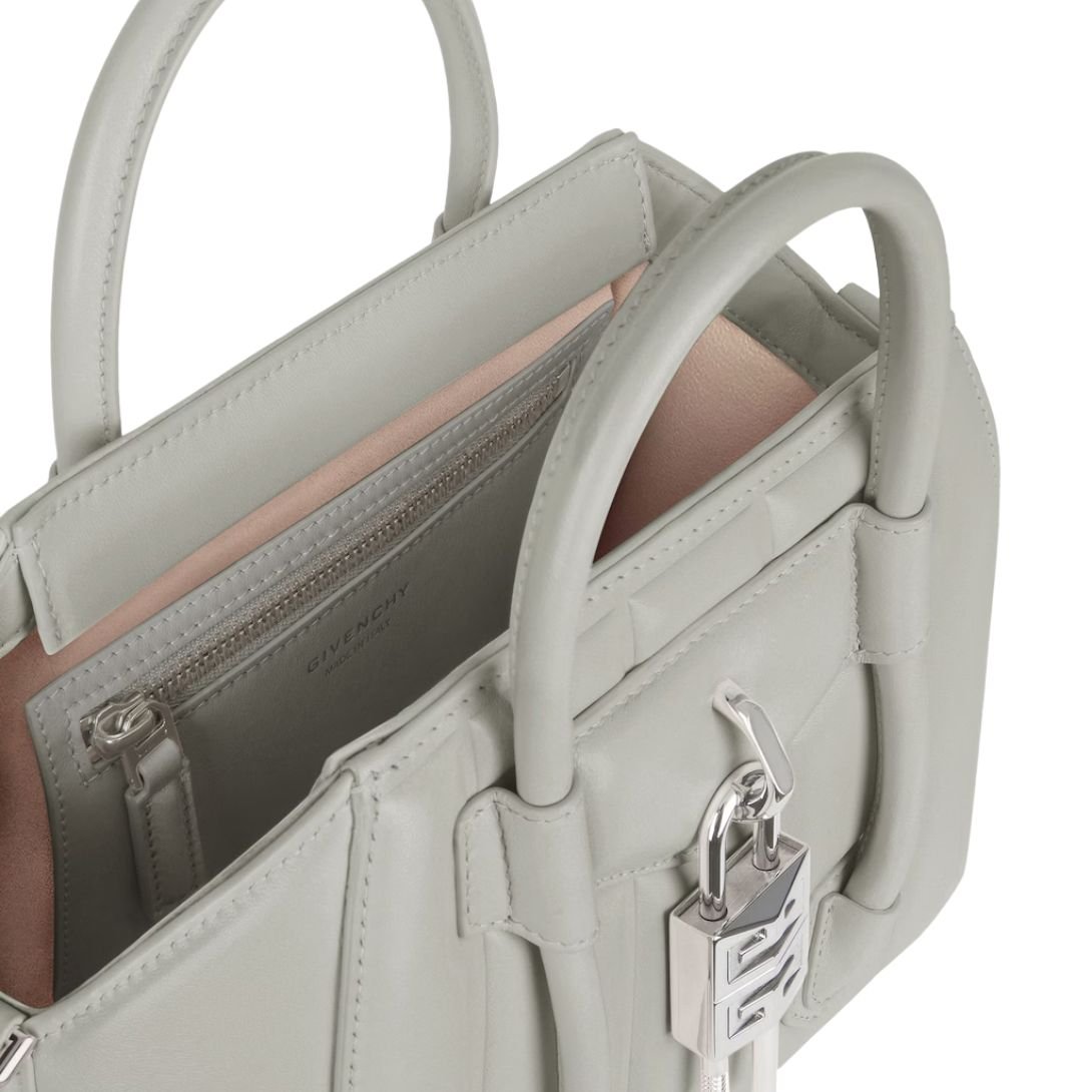 GIVENCHY WOMEN'S MINI ANTIGONA BAG IN BOX LEATHER LIGHT GREY