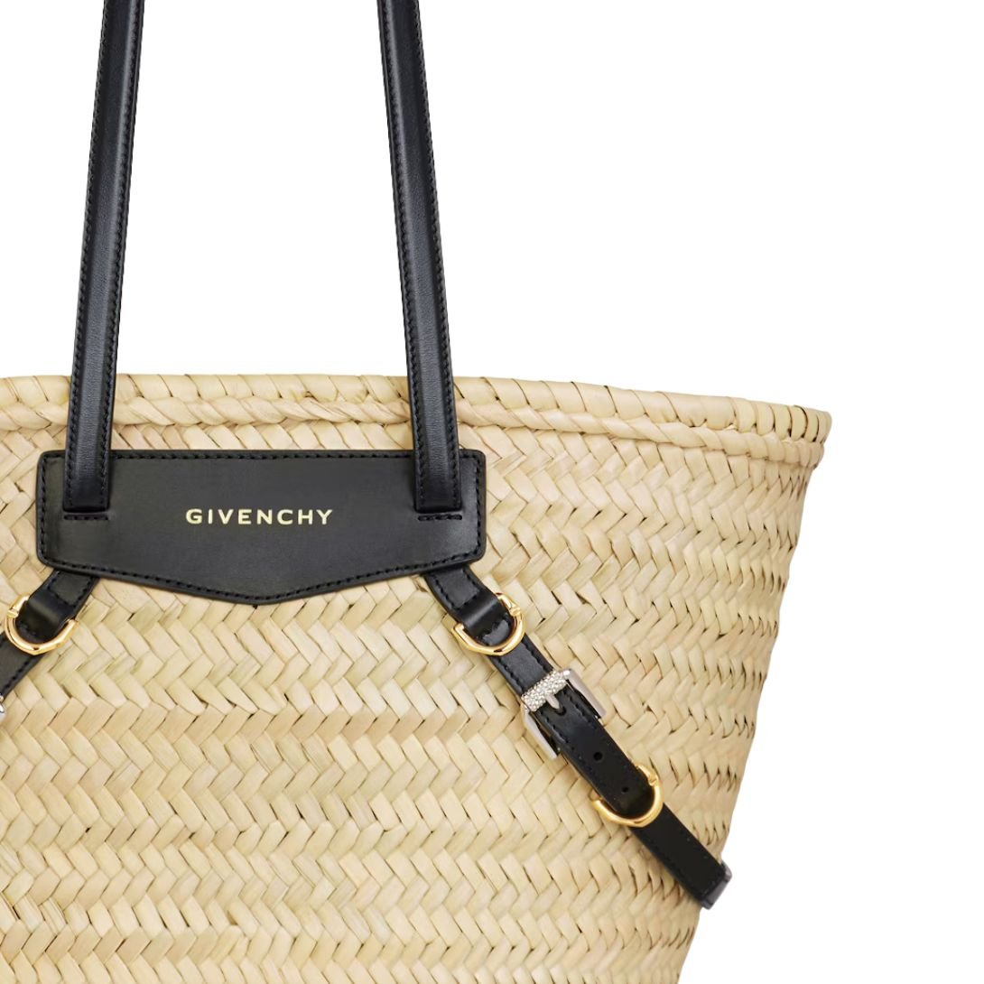 GIVENCHY WOMEN'S SMALL VOYOU BASKET BAG IN RAFFIA BLACK