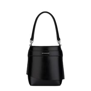 GIVENCHY WOMEN’S MICRO SHARK LOCK LEATHER BUCKET BAG BLACK