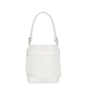GIVENCHY WOMEN’S MICRO SHARK LOCK LEATHER BUCKET BAG IVORY