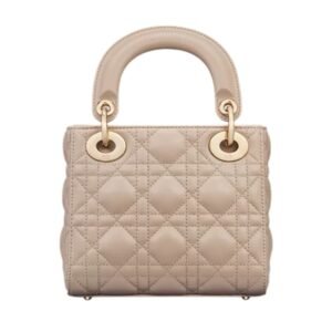 DIOR MINI BAG CANNAGE LAMBSKIN WOMEN POWDER BEIGE