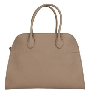 THE ROW SOFT MARGAUX 12 BAG DARK TAUPE CALFSKIN SILVER HARDWARE