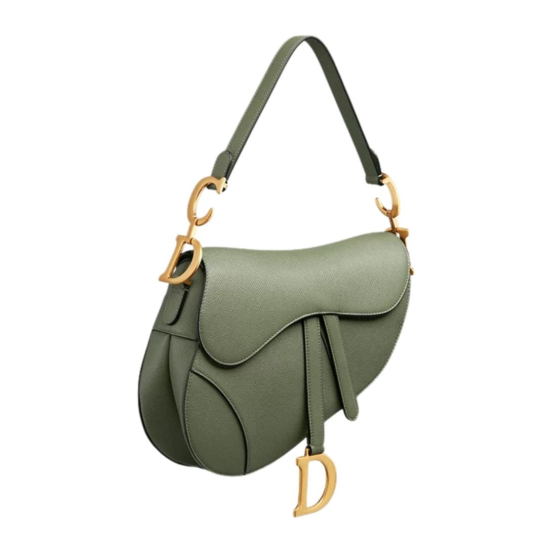 WOMEN DIOR LOGO SADDLE BAG CEDAR GREEN