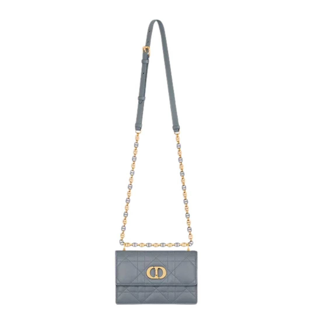 DIOR MISS CARO MINI BAG MACROCANNAGE LAMBSKIN WOMEN CLOUD BLUE