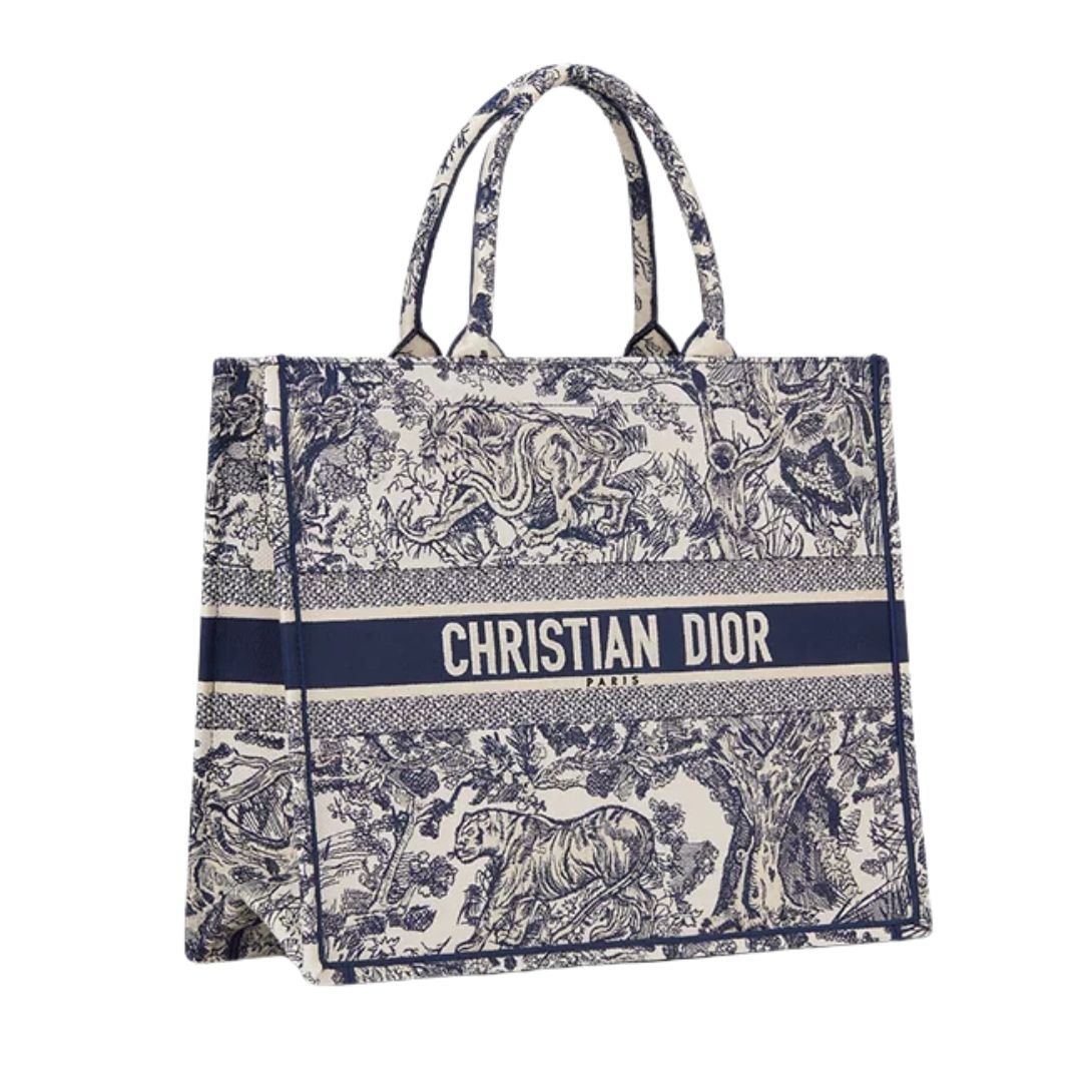 WOMEN DIOR LARGE BOOK TOTE ECRU AND TOILE DE JOUY EMBROIDERY