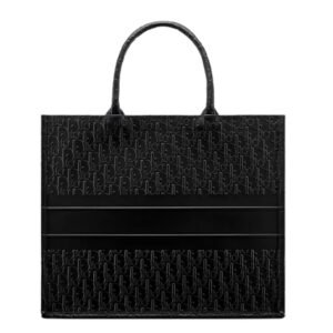 WOMEN DIOR LARGE DIOR BOOK TOTE BLACK DIOR OBLIQUE EMBOSSED CALFSKIN