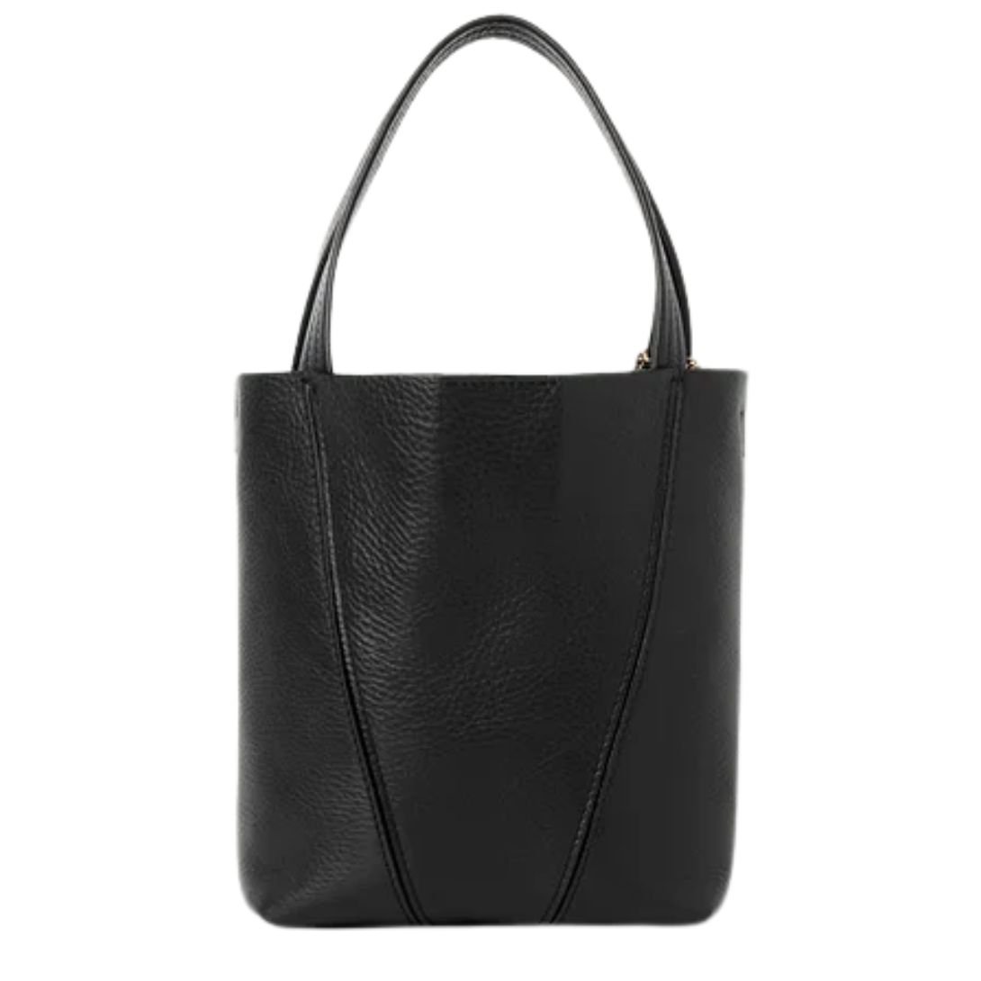 CHLOÉ WOMEN'S SPIN SMALL LEATHER TOTE CLAY BLACK