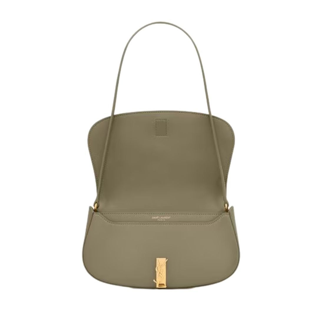 SAINT LAURENT VOLTAIRE LEATHER MINI SHOULDER BAG STRONG MOSS