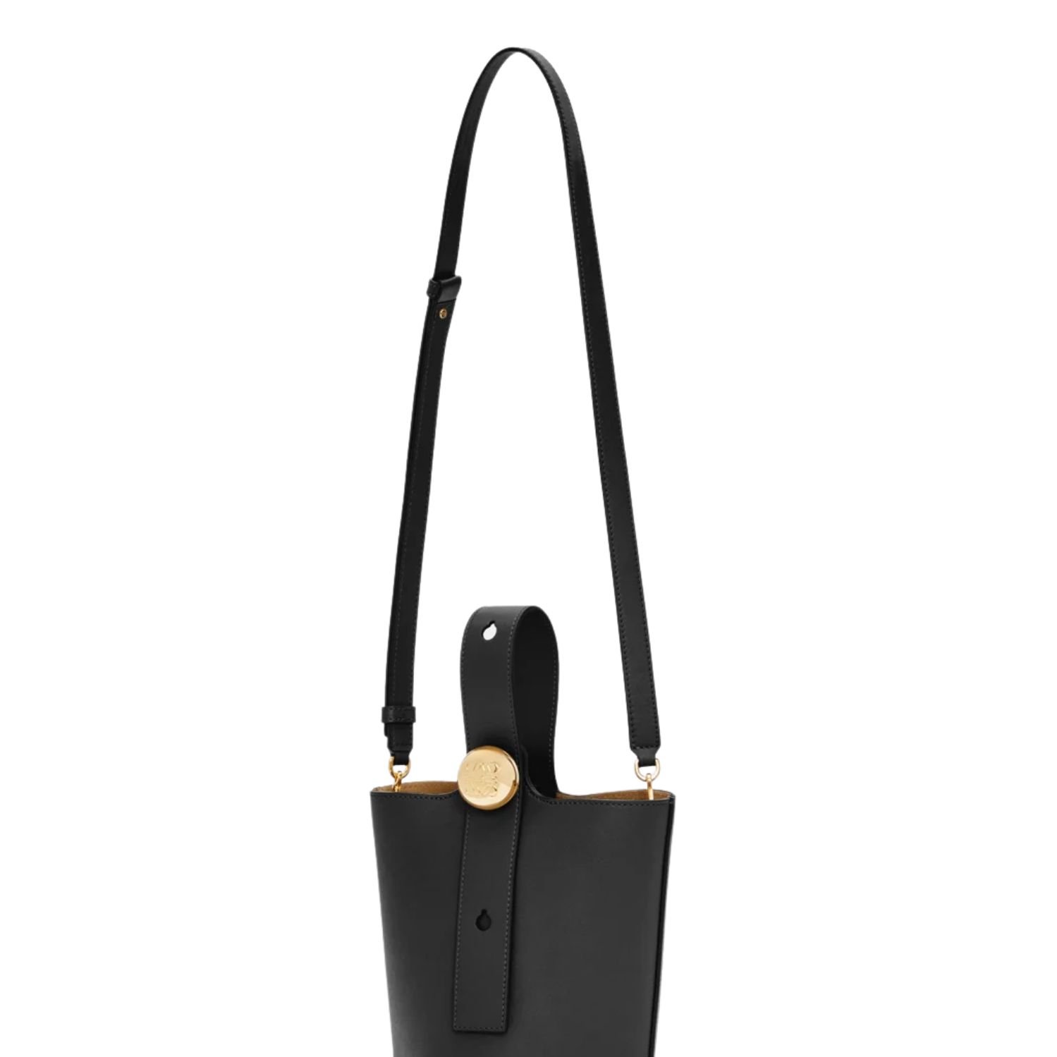LOEWE PEBBLE MINI LEATHER TOTE BLACK